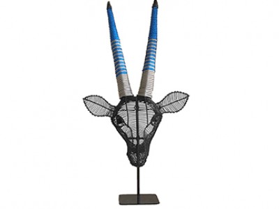 Gemsbok 55cm Wall Hanging - Black With Blue and Grey Rope